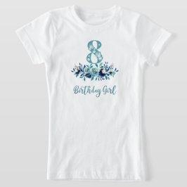 Blauwe Bloemen 8e verjaardag T-shirt