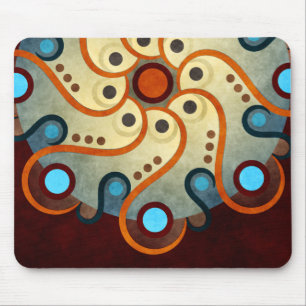 Blauwe Bloemen Abstracte VectorKunst Mousepad Muismat