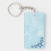 Blauwe bloemen acryl charme sleutelhanger (Voorkant)