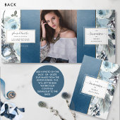 Blauwe Bloemen Alles in één Quinceañera met RSVP Drieluik Uitnodiging