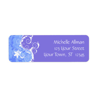 Blauwe bloemen Avery Label