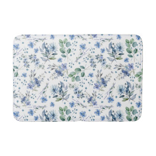 Blauwe bloemen badmat