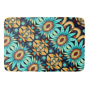 Blauwe Bloemen Badmat