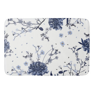 Blauwe bloemen badmat