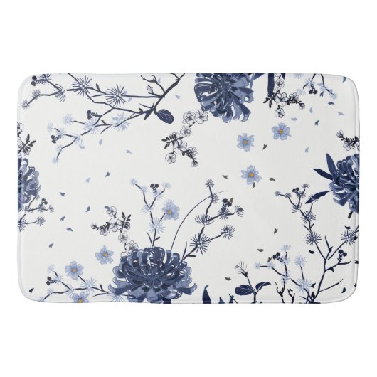 Blauwe bloemen badmat (Voorkant)