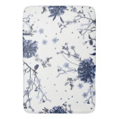 Blauwe bloemen badmat (Voorkant Verticaal)
