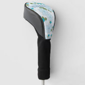 Blauwe bloemen, bloemenpatroon, Jouw naam Golfheadcover (Schuin)
