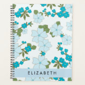 Blauwe bloemen, bloemenpatroon, Jouw naam Planner (Voorkant)