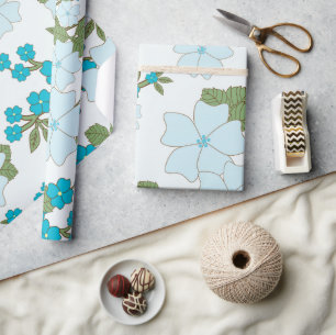 Blauwe bloemen, bloempatroon, patroon van bloemen cadeaupapier