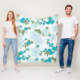 Blauwe bloemen, bloempatroon, patroon van bloemen fleece deken