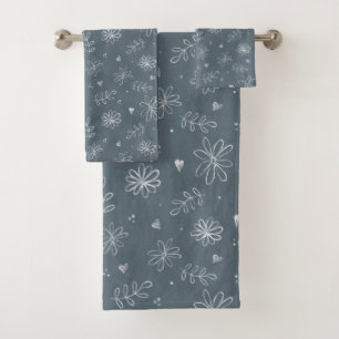 Blauwe Bloemen Boerderij Cottage Design Handdoek