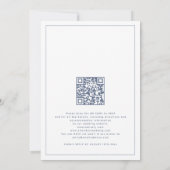 Blauwe Bloemen Border QR Huwelijksavond Feest Kaart (Achterkant)