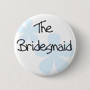Blauwe bloemen Bridesmaid Ronde Button 5,7 Cm