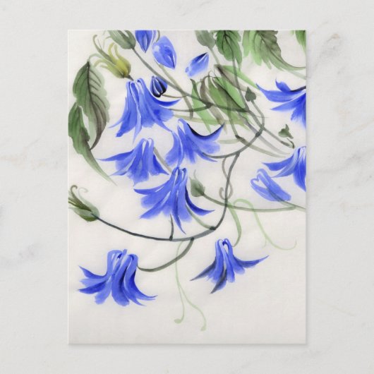 Blauwe bloemen briefkaart (Voorkant)