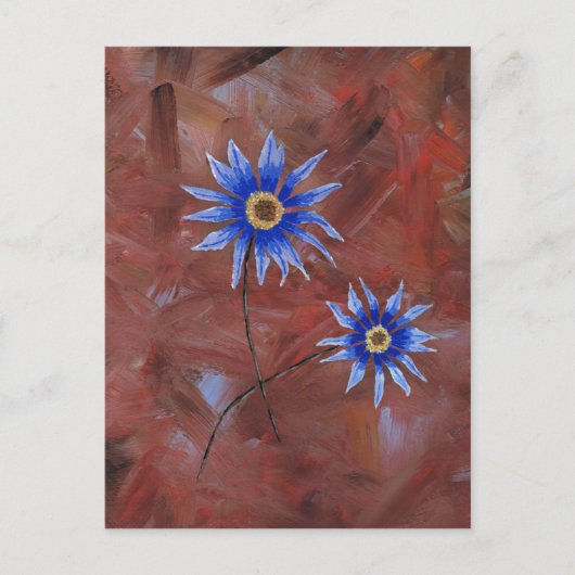 Blauwe bloemen briefkaart (Voorkant)
