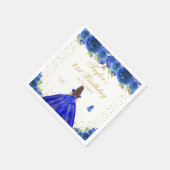 Blauwe Bloemen Brunette Prinses Verjaardagsfeest Servet (Hoek)