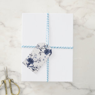 Blauwe bloemen cadeaulabel