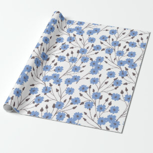 Blauwe bloemen cadeaupapier