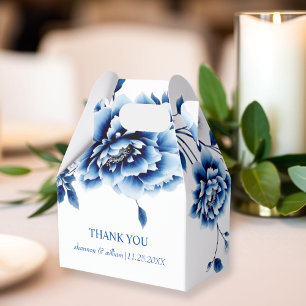 Blauwe bloemen Chinoiserie bloemen bruiloft Bedank Bedankdoosjes