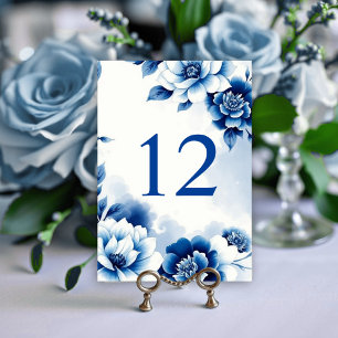 Blauwe bloemen Chinoiserie waterverf wassen bruilo Kaart