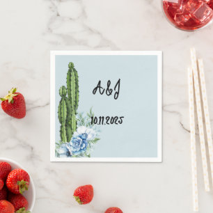 Blauwe Bloemen Cowboy Dankjewel Card Servet