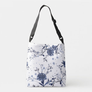 Blauwe bloemen crossbody tas