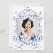 Blauwe Bloemen Custom Foto 60ste Verjaardagsfeest Kaart (Achterkant)