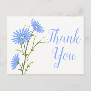 Blauwe Bloemen Dank u Daisy Flower Wedding Daisies Briefkaart
