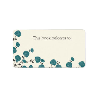 Blauwe bloemen "Dit boek behoort tot" etiketten