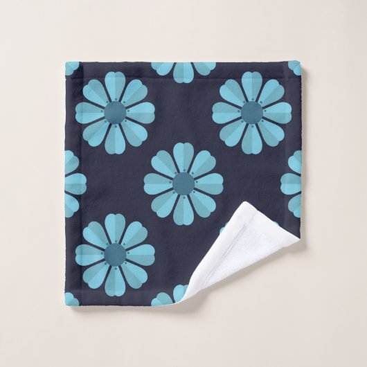 Blauwe bloemen donker Towel Bad Handdoek (Wasdoekje)