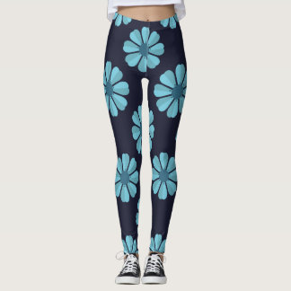 Blauwe bloemen donkere Leggings