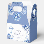 Blauwe bloemen doop bedankdoosjes (Geopend)