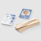 Blauwe bloemen doop handwaaier (Niet-gemonteerd)