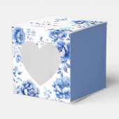 Blauwe Bloemen Doop Hart Bedankdoosjes (Voorkant Zijde)