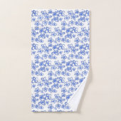 Blauwe bloemen douchegordijn bad handdoek (Handdoek)