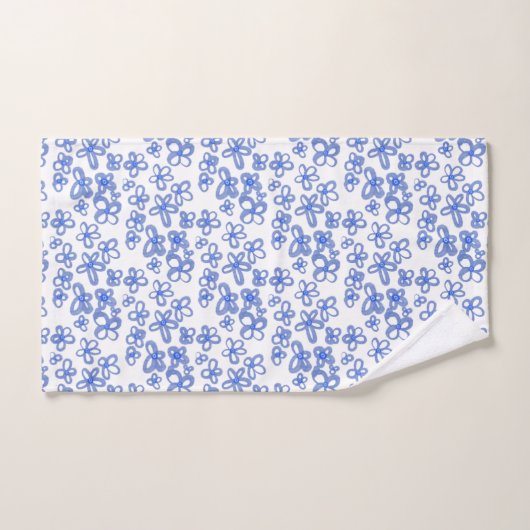 Blauwe bloemen douchegordijn bad handdoek (Handdoek)