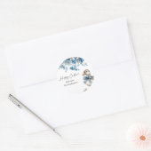 Blauwe bloemen eend Pasen Ronde Sticker (Envelop)
