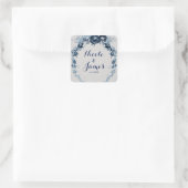 Blauwe bloemen Elegant Floral Wedding Favor Vierkante Sticker (Tas)