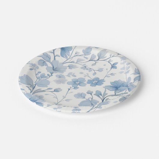 Blauwe Bloemen Elegante Whimsical Garden Party Papieren Bordje (Gekanteld)