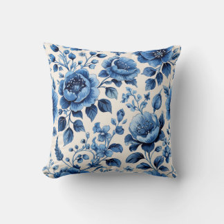  Blauwe Bloemen Elegantie Kussen