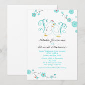 Blauwe bloemen en bloesems kaart (Voorkant / Achterkant)