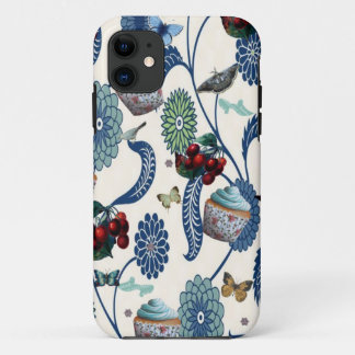 Blauwe bloemen en cupcakes iPhone 11 hoesje