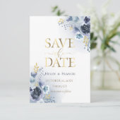 blauwe bloemen en faux gouddetails behalve de datu kaart (Staand voorkant)