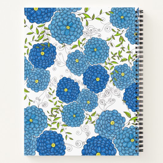 Blauwe Bloemen en Groene Bladeren Dankbaarheid Notitieboek (Achterkant)