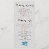 Blauwe bloemen en hart op het programma voor de br (Achterkant)