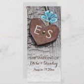 Blauwe bloemen en hart op het programma voor de br (Voorkant / Achterkant)