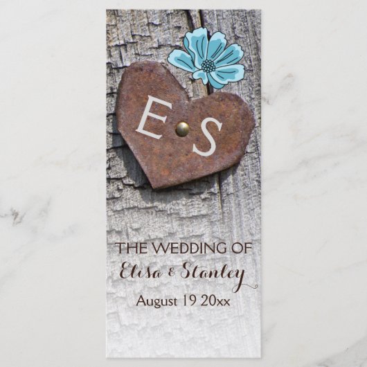 Blauwe bloemen en hart op het programma voor de br (Voorkant)