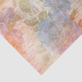 Blauwe bloemen en krantenpapier Ephemera Tissuepapier (Detail)