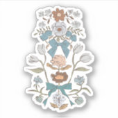 Blauwe bloemen en linten sticker (Voorkant)