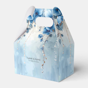 Blauwe Bloemen en Parels Favor Doos Bedankdoosjes